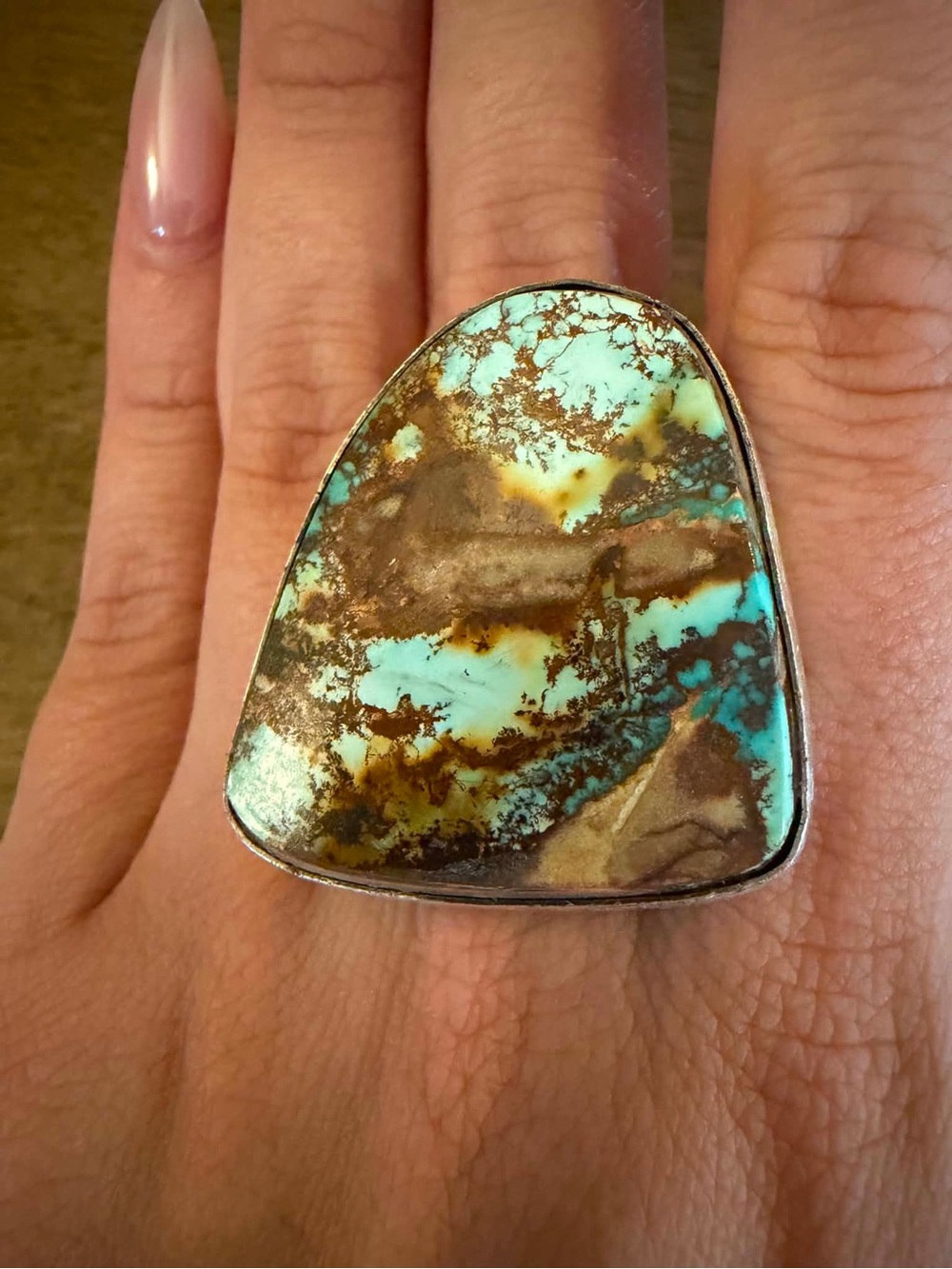 Navajo sterling silver  turquoise royston ring adjustable